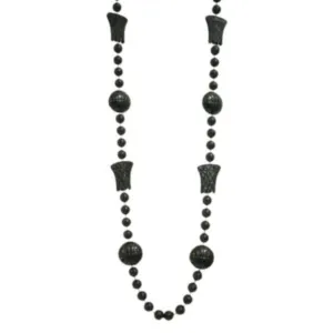 36" Black Basketball Bead Necklace (Dozen)