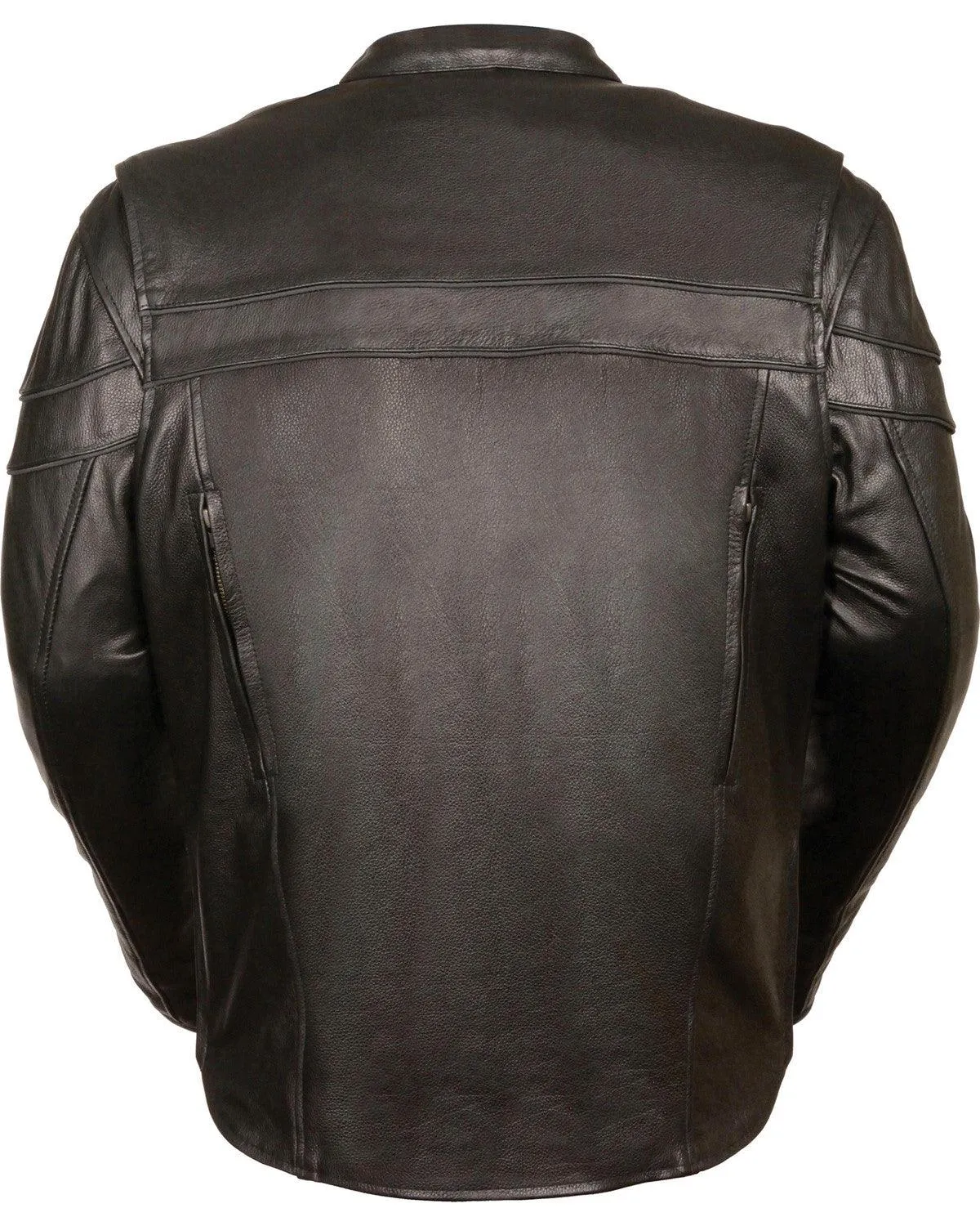 Black Sports Scooter Crossover Riding Biker Leather Jacket For Men