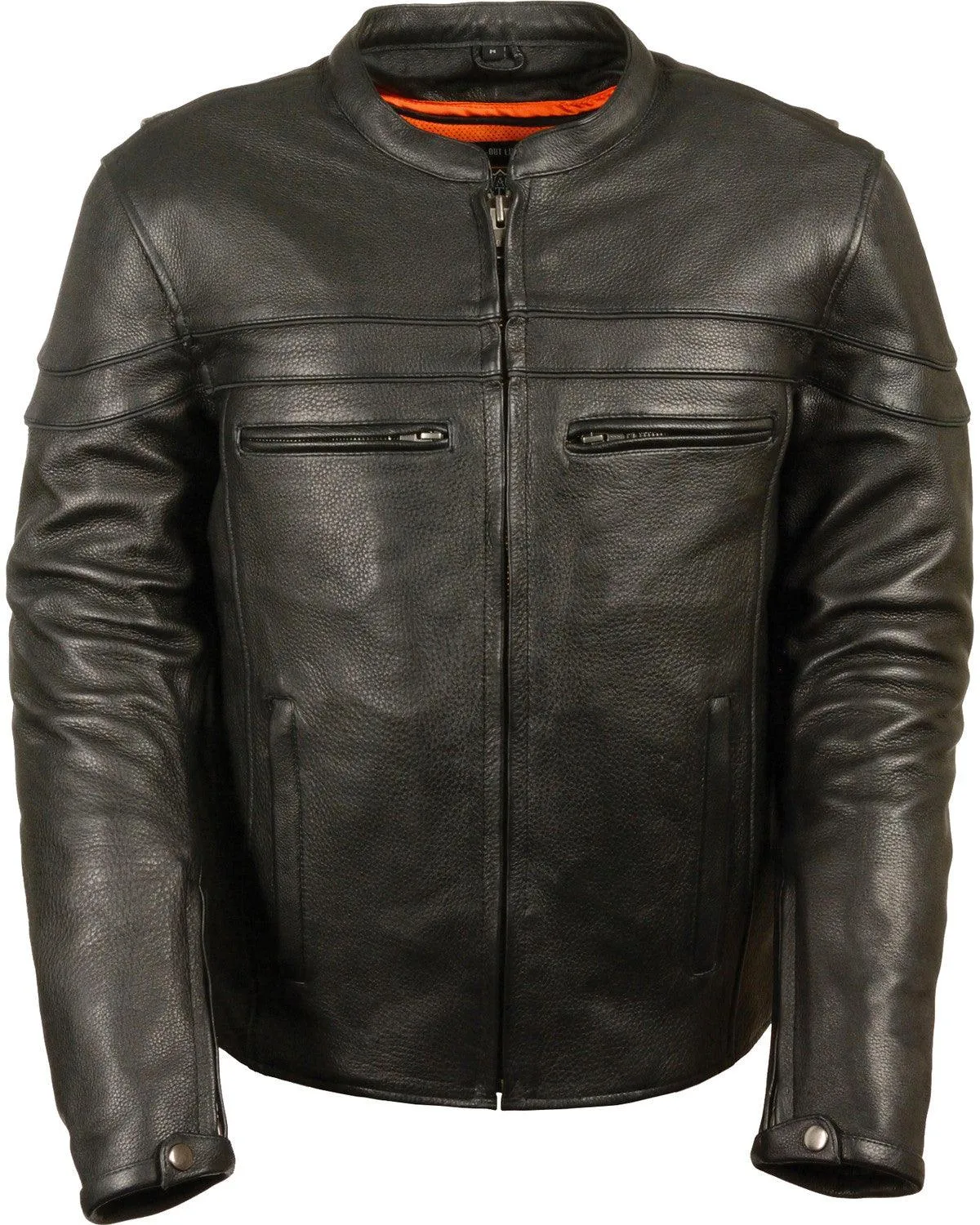 Black Sports Scooter Crossover Riding Biker Leather Jacket For Men