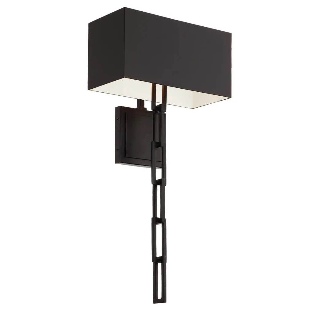 Brian Patrick Flynn Alston 2 Light Matte Black   White Sconce