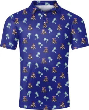 Fanient Men Golf Polo Shirts Short Sleeve 3D Printed Dry Fit Moisture Wicking 4-Way Stretch Summer Athletic Polo Shirts