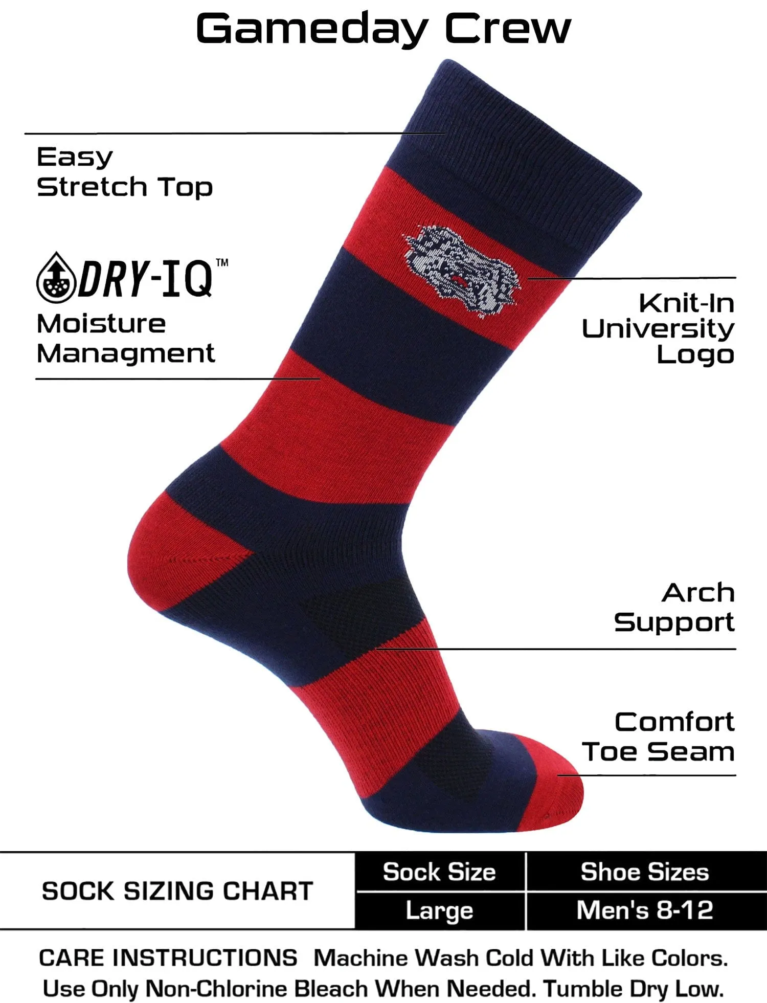Fresno State Bulldogs Socks Game Day Striped Crew Socks