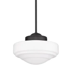 Golden Lighting  0508-M BLK-VMG Ingalls Medium Milk Glass School House Pendant