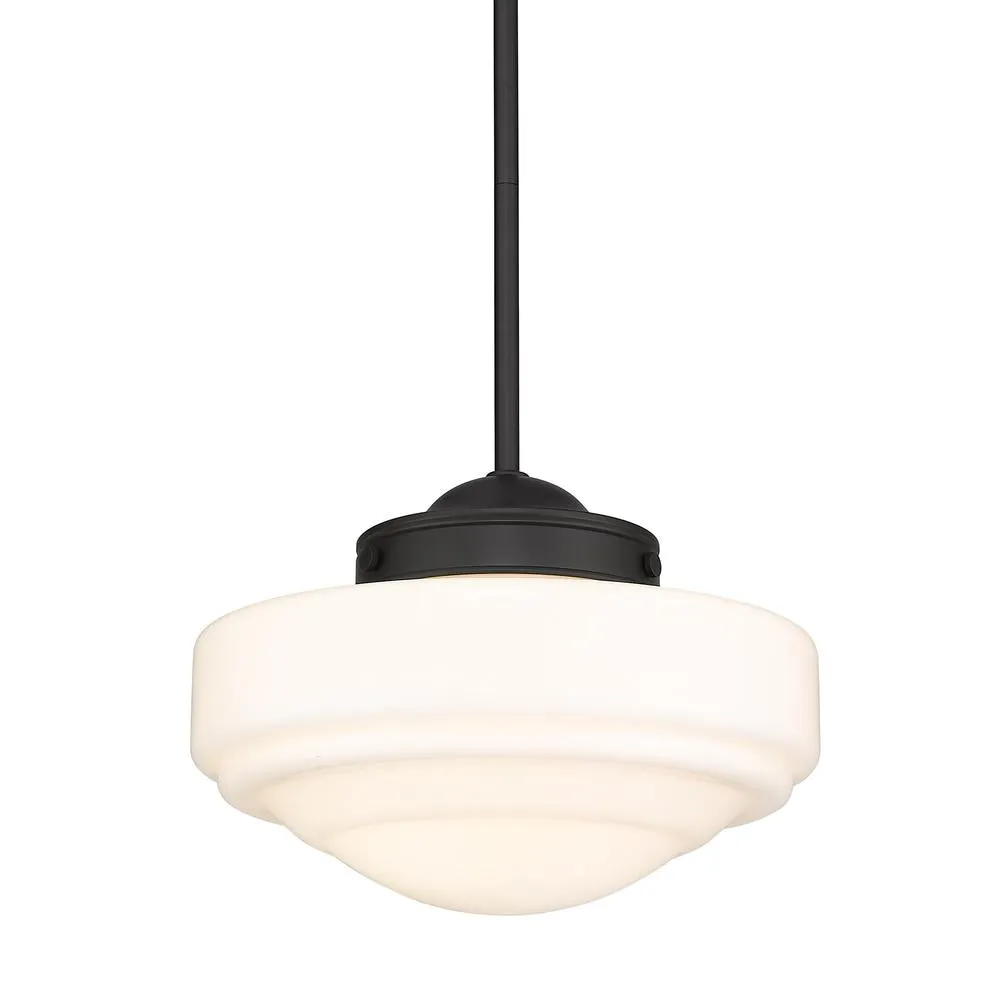 Golden Lighting  0508-M BLK-VMG Ingalls Medium Milk Glass School House Pendant