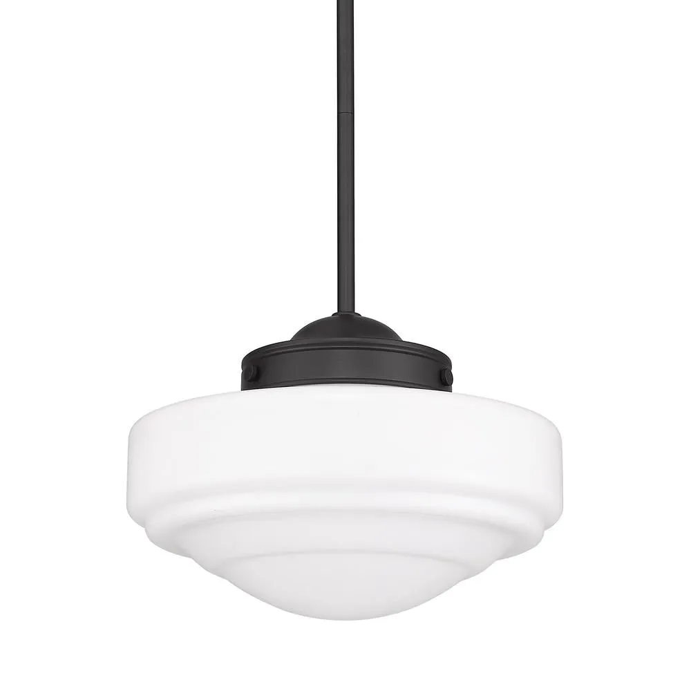 Golden Lighting  0508-M BLK-VMG Ingalls Medium Milk Glass School House Pendant