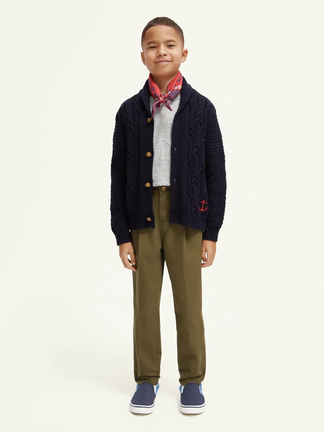 Kids - Loose-tapered fit pleated chino