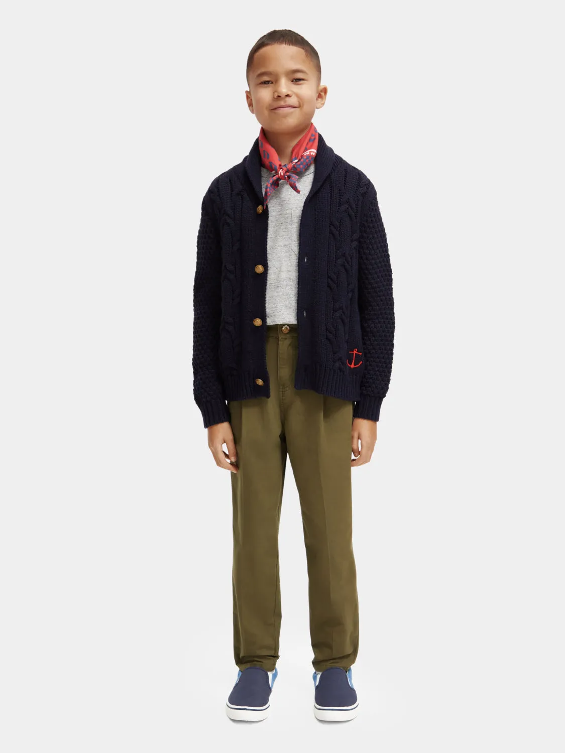Kids - Loose-tapered fit pleated chino
