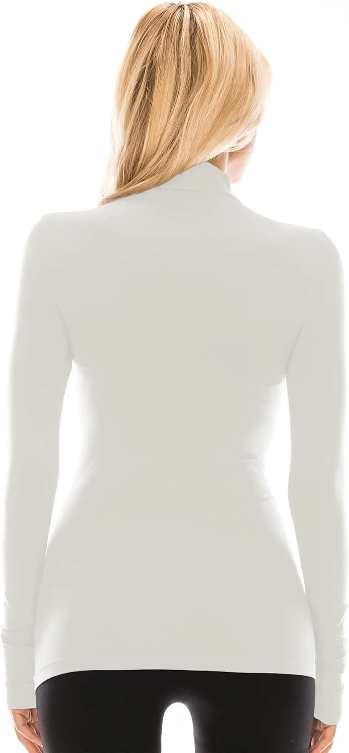 Kurve Womens Long Sleeve Mock Neck Warm T-Shirt, UV Protective Fabric UPF 50  (Made with Love in The USA)