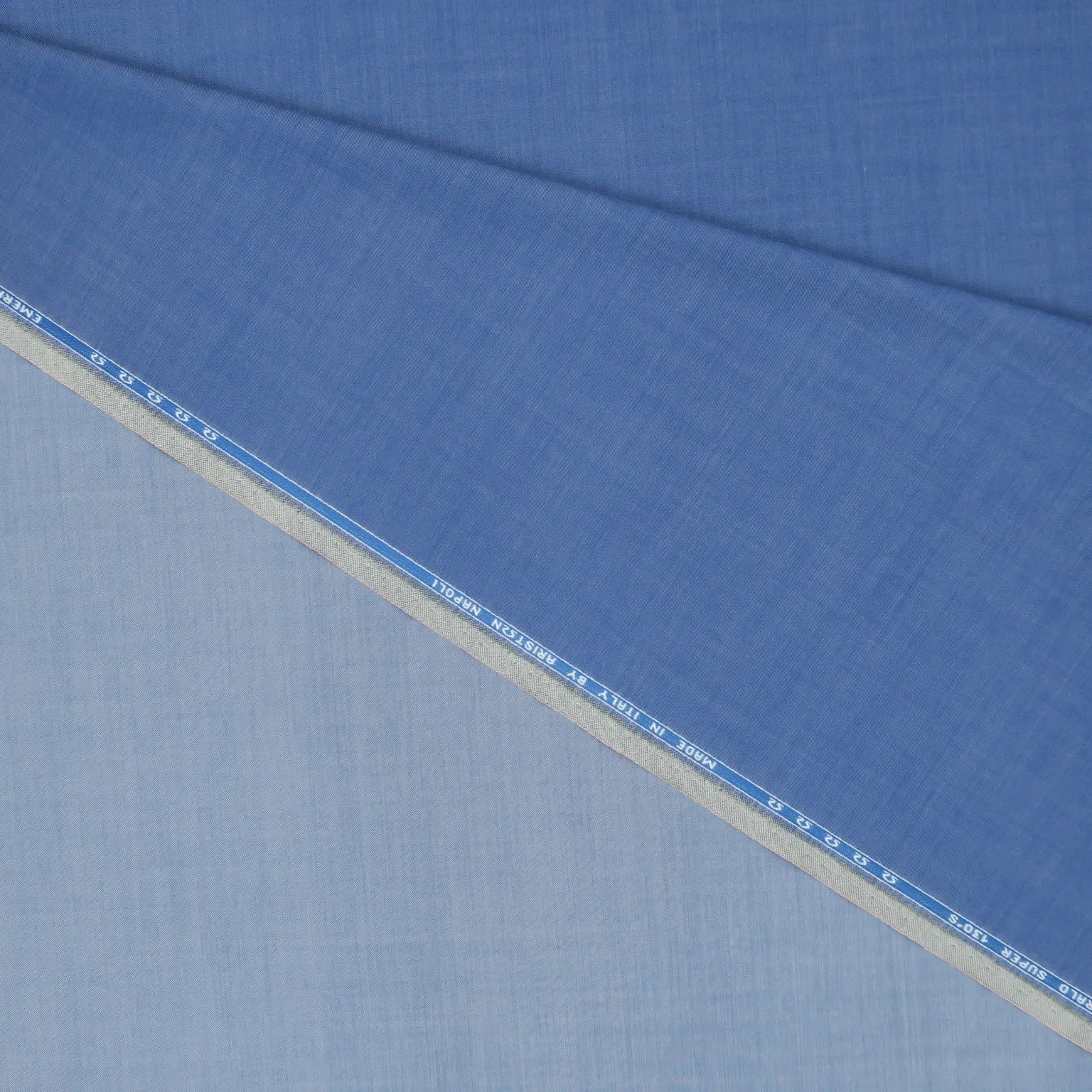 Light Blue & Blue Solid Double Faced Emerald Super 130's Ariston Fabric