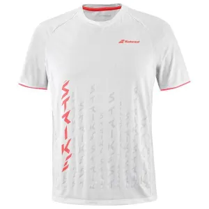 Men's Strike Crew Neck Tennis Tee White and Strike Red