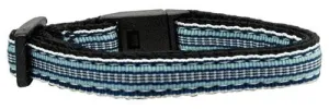Preppy Stripes Nylon Ribbon Collars Light Blue-White Cat Safety