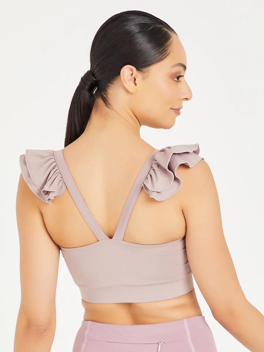 Ruffle Sleeves Sports Bra