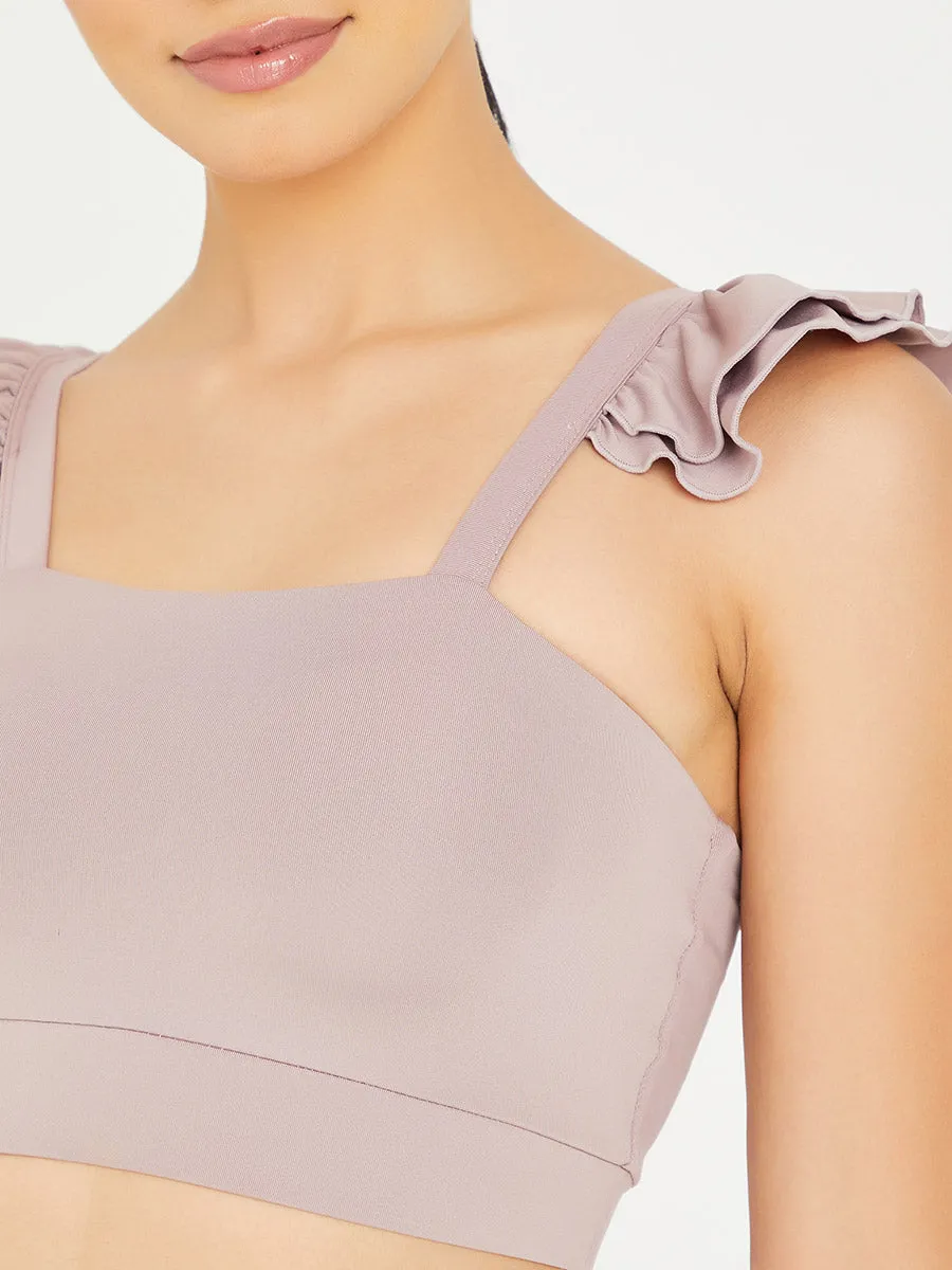 Ruffle Sleeves Sports Bra