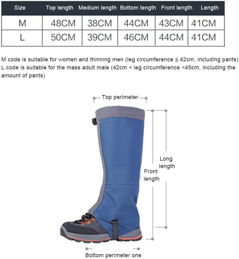 Snow Hiking Waterproof Boot Gaiters -  Safety Waterproof Leg Gaiters and Warmers