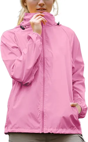Women's Lightweight Rain Jacket Waterproof Packable Raincoat Sun Protection Hoodies Golf Hiking Travel Windbreaker