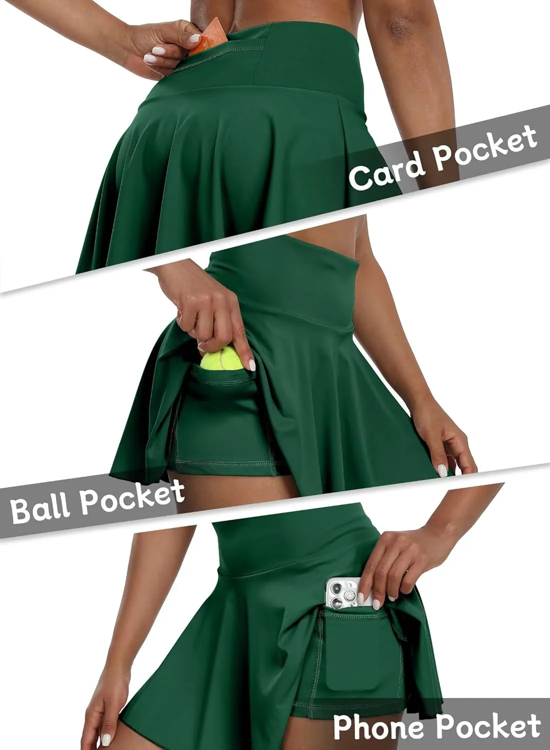 Womens Pleated Skirt High Waisted Mini Tennis Skirts for Women with Shorts Pockets Pickleball Skater Cheer Skorts