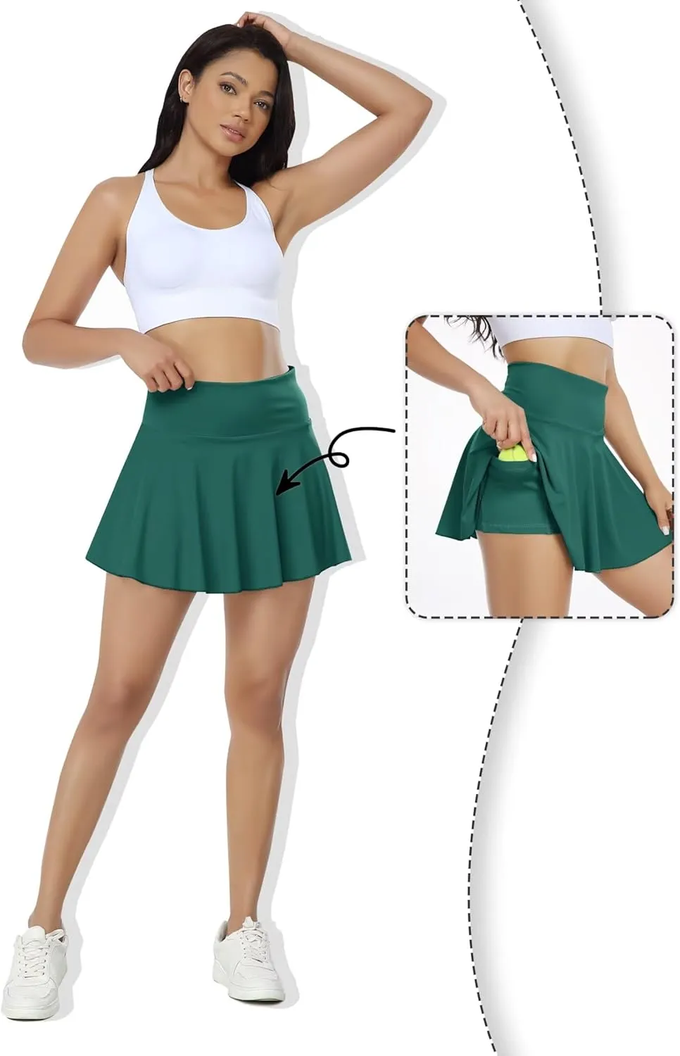 Womens Pleated Skirt High Waisted Mini Tennis Skirts for Women with Shorts Pockets Pickleball Skater Cheer Skorts