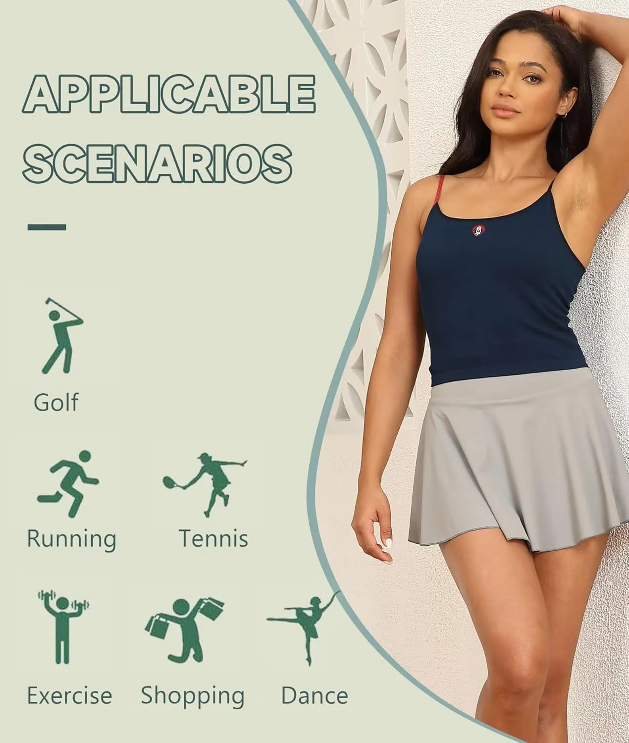 Womens Pleated Skirt High Waisted Mini Tennis Skirts for Women with Shorts Pockets Pickleball Skater Cheer Skorts